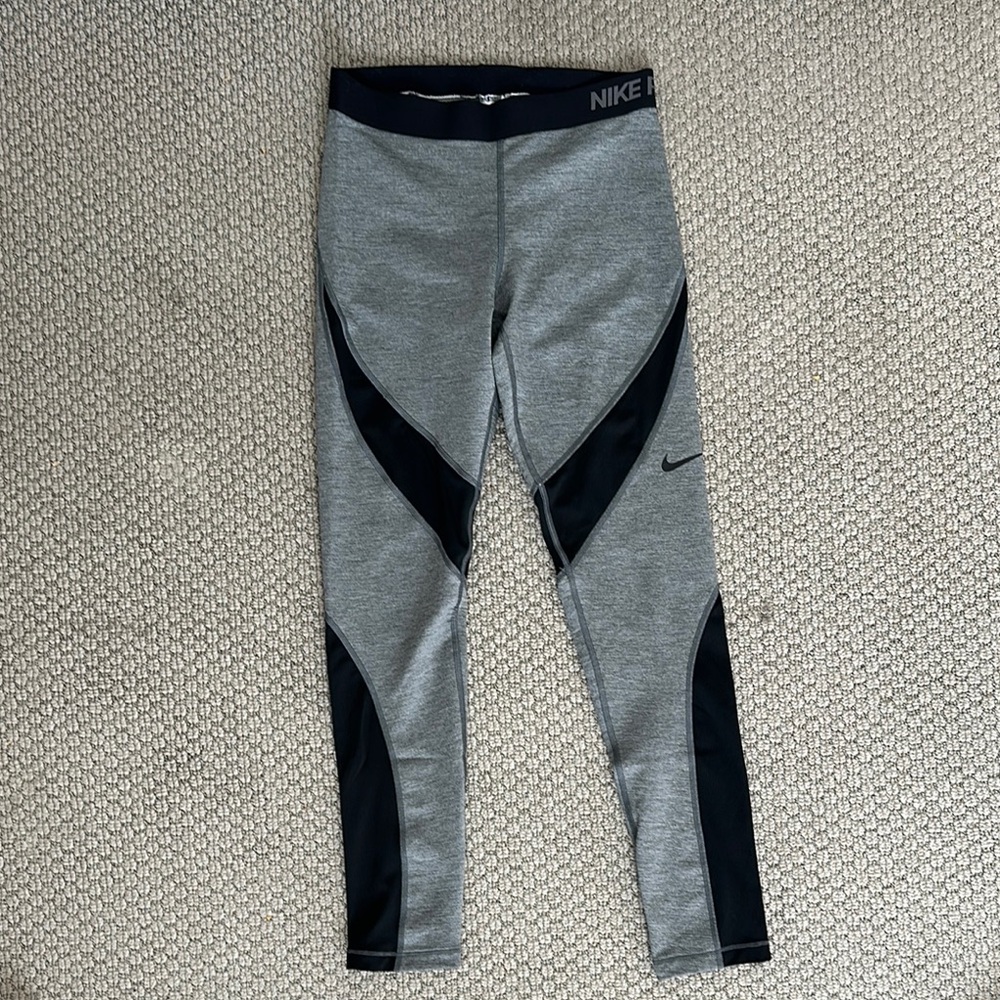 Nike Gray and Black Performance Leggings